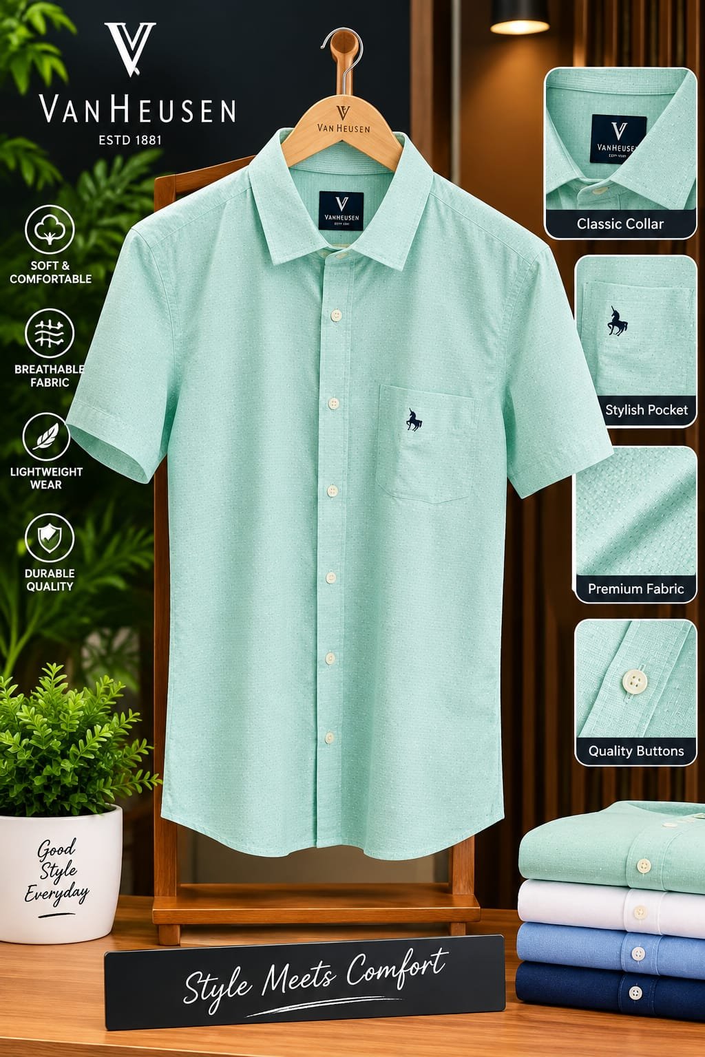 VAN HEUSEN SHORT MEN SLIM FIT CASUAL SHIRT