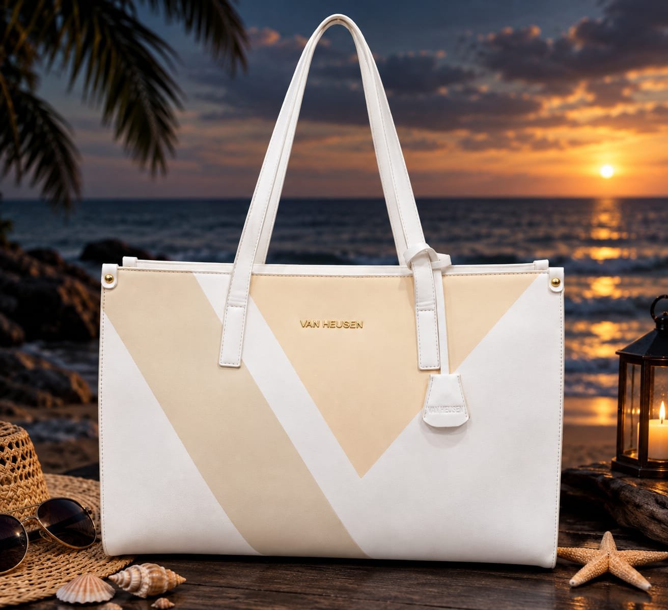 Van Heusen Woman Floral Printed PU Structured Tote Bag